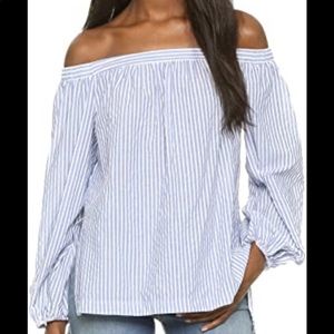 Bcbgmaxazria blue and white strip top